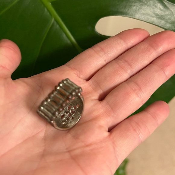 🌀 Aztec stretch silver ring - Picture 5 of 12